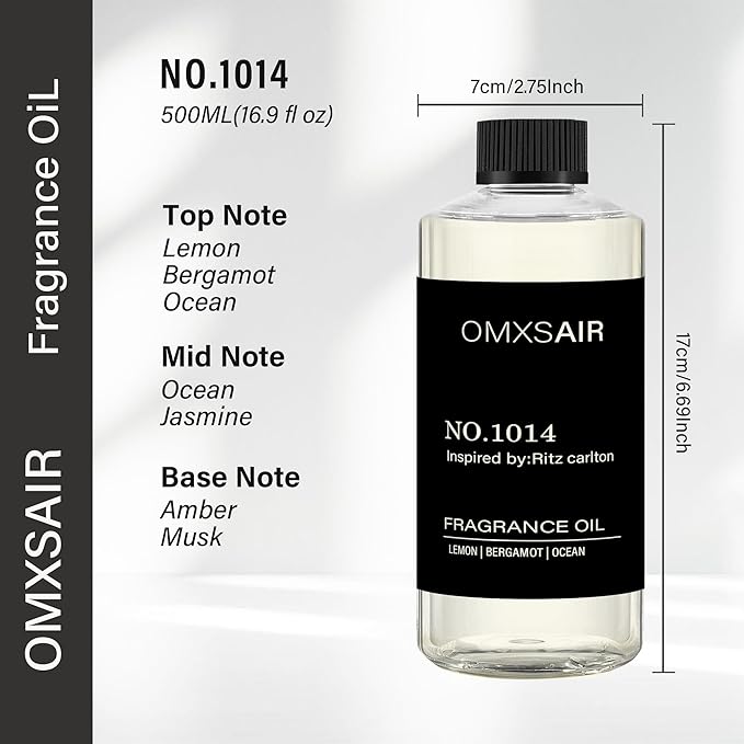 Hotel Diffuser Oil Inspired by The Ritz Carlton Hotel Scent 500ml/16.9Fl oz - Essential Oil Diffuser Refill– Luxury Hotel Aroma Oi Long Lasting HVAC Diffuser Oil for Home & Spa Use