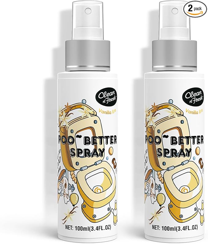 Clean-n-Fresh Toilet Spray 6.8 Fl.Oz, Vanilla Scent, Natural Plant Essential Oil Air Freshener & Odor Eliminator