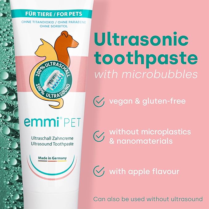 Emmi-pet Ultrasonic Toothpaste with Nano-Bubbles (New Extra mild Formulation, Vegan, paraben Free)