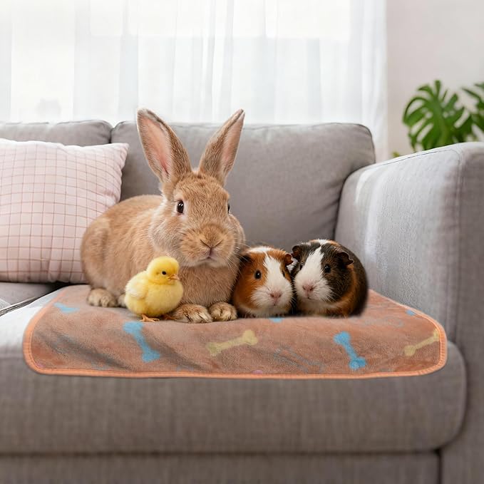 8 Pack Guinea Pig Cage Liner, Washable Guinea Pig Fleece Blankets Beding Accessories, Flannel Throw Warm Sleep Mat, Pet Pee Pads for Small Animal Hamster Rabbit Puppy Cat (Light Color, 24x16 Inch)