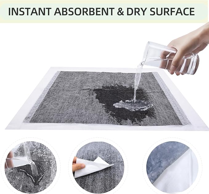 kathson 100Pcs Rabbit Pee Pads, 18" x13" Disposable Rabbit Diapers, Odor Control Pet Toilet Training Pads, Super Absorbent Charcoal Pet Disposable Diaper for Bunny, Hedgehogs, Hamsters, Chinchillas