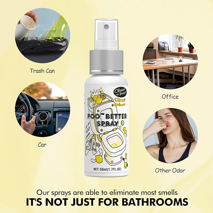 Clean-n-Fresh Toilet Spray, Pack of 3 - Citrus Scent, Bathroom & Toilet Odor Removers, Air Fresheners for Home, Travel Size Toiletries, Total 5.1 Fl Oz
