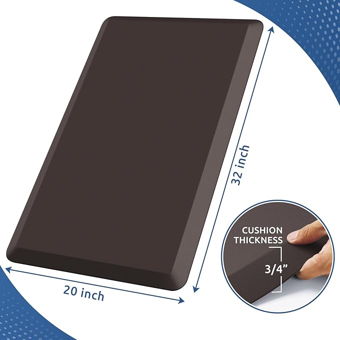 KitchenClouds Kitchen Mat Cushioned Anti Fatigue Rug 20"x32" Waterproof, Non Slip, Standing and Comfort Desk/Floor Mats for House Sink Office (Chocolate)