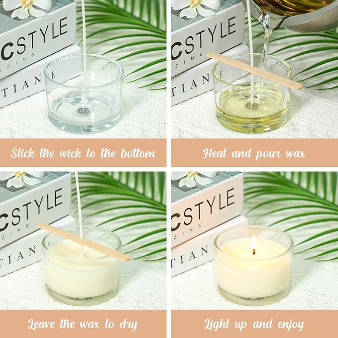 30 Pack 4oz Clear Candle Jars, Small Wide Mouth Glass Empty Jars with Bamboo Lids for Making Candle, Bulk Container