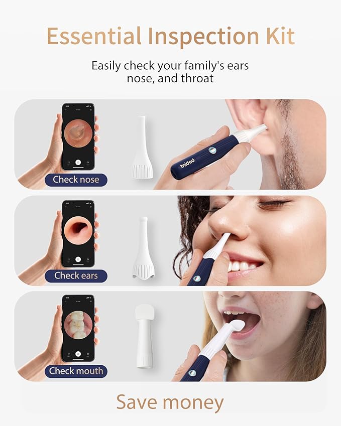 Ear Wax Removal Tool Camera Kit, Ear Cleaning Kit with Flexible Visual Ear Camera Otoscope, Portable Wireless Painless Ear Cleaner with Earwax Remover Tweezers for Adults Kids Pets