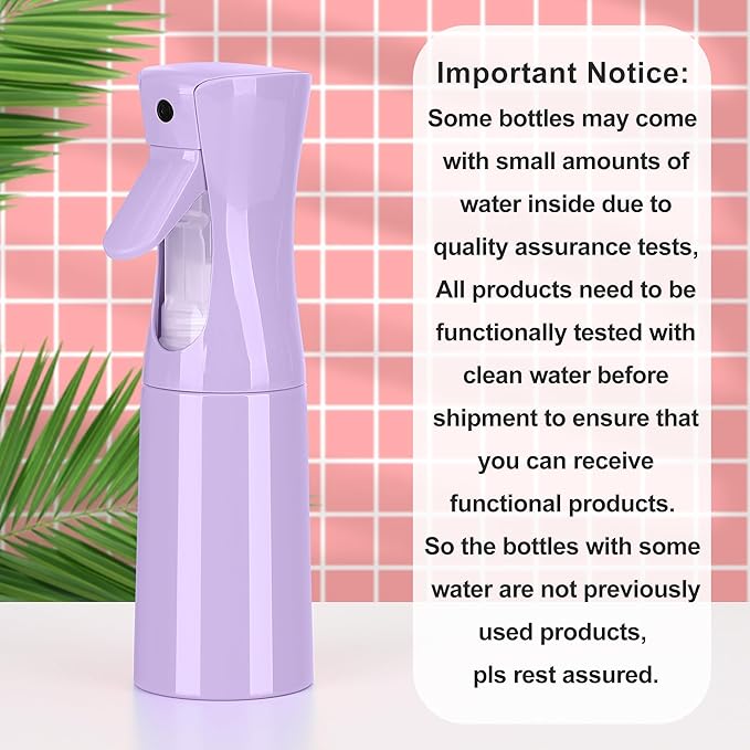 Hair Mister Spray Bottle，Spray Water Bottle Fine Mist Refillable Plants（6.8OZ /200ML） Barber，Showering Pets, Plants, travel, Ironing and Cleaning ﻿ (Purple-1Pcs)