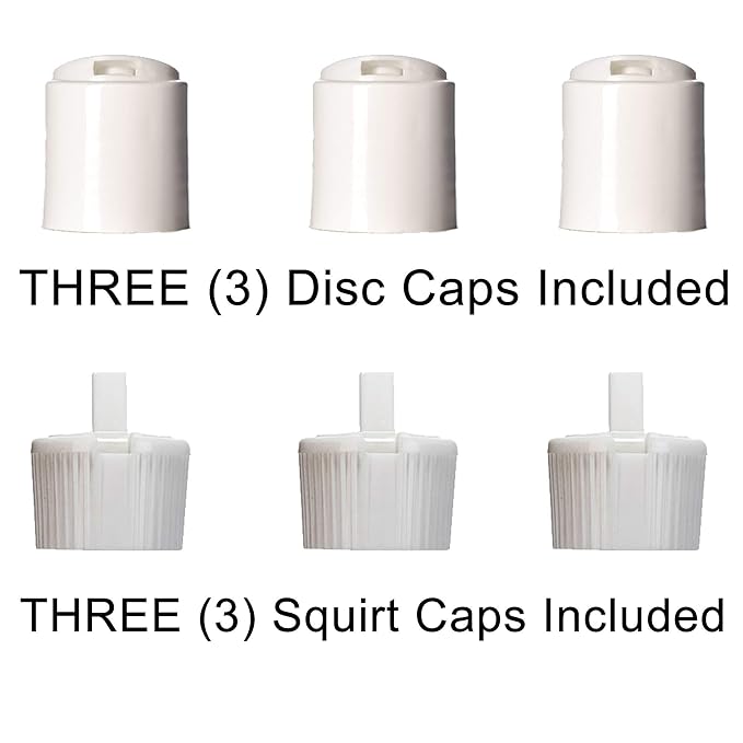 16oz Natural Color HDPE Squeeze Bottles with Disc Cap and Squirt Cap (3 Pack) (16oz)