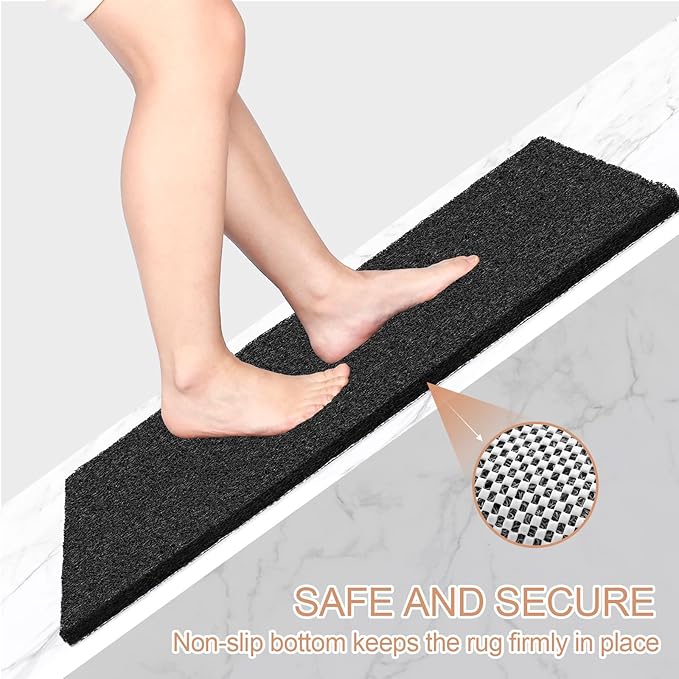 Joyhalo Shower Mats for Showers Anti Slip for Elderly, 47'' x 16'' Non Slip Bath Mat for Inside Shower, Bath Tub Mats for Bathroom Non Slip for Shower, PVC Loofah Bathroom Mats, Black