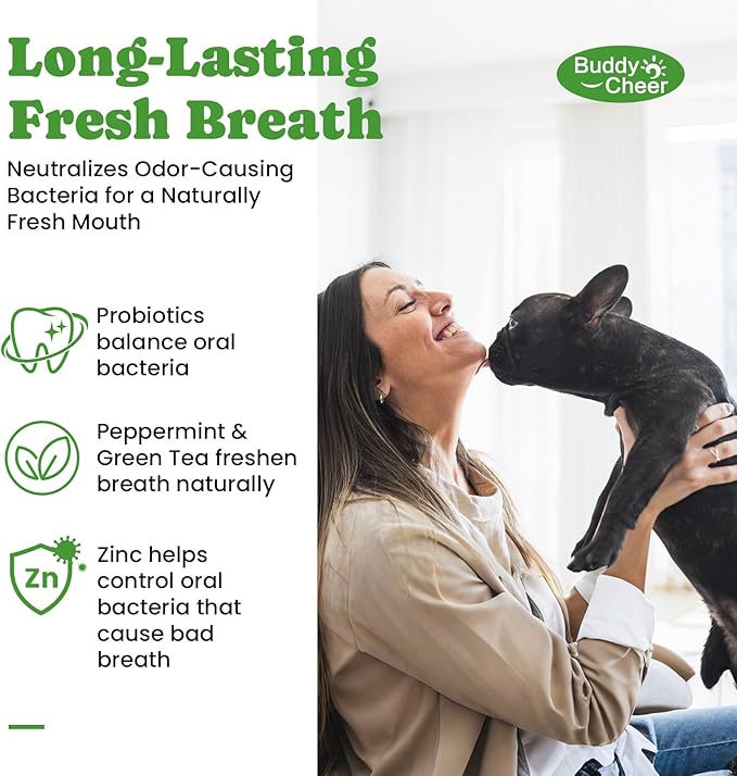 Dog Teeth Cleaning Powder, Dog Dental Powder and Cats Breath Freshener, Plaque Off Pet Tooth Cleaning lab co, Bad Breath & Tartar Remover for Dogs, Dog Teeth Cleaning with Enzymes- 60-Day Supply -Mint