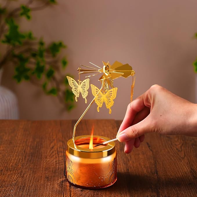 Birthday Gifts for Women, Rotatable Candle Gifts, Vanilla Cream Scented Candles Anniversary Christmas Thanksgiving, Butterfly Best Girl, Friends,Mom