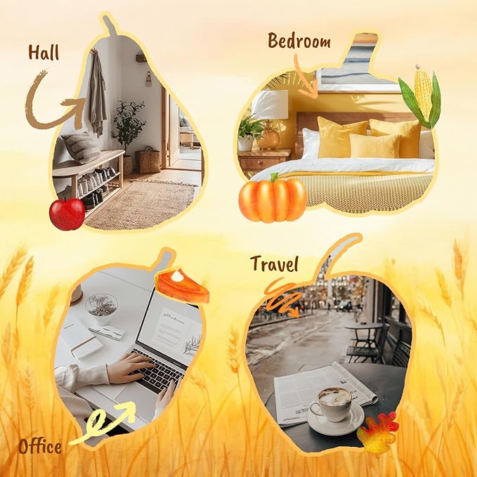 Harvest Fragrance Oils Set, Essential Oil for Diffuser, Fall Diffuser Oil, Use for Soap Candle Making-Crisp Apple cider, Pear&Honey, Golden Hayfield, Maple Grove, Harvest Pumpkin,Autumn Fig