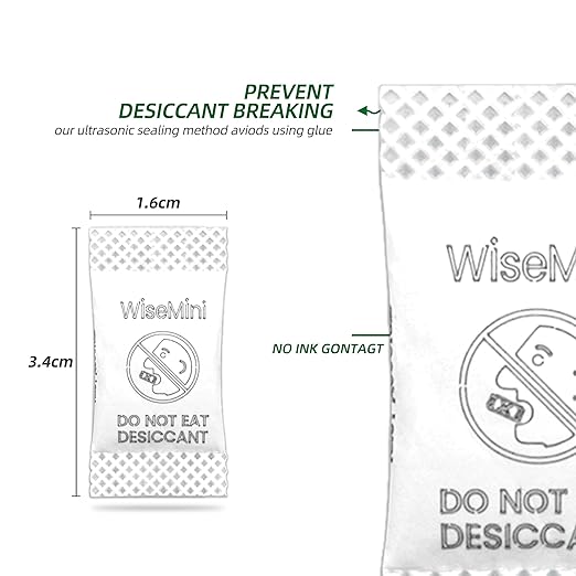 200Pcs 1g Desiccant Packs, Food Safe Silica Gel Packets, High Absorption Capacity for Moisture Absorber for Storage,Laser Printing - 100% Ink-Free