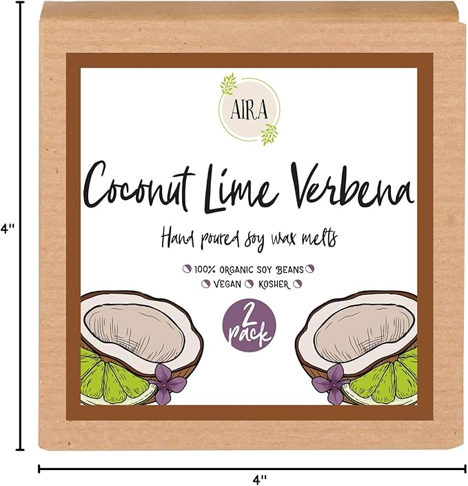 Aira Organic, Vegan, Kosher Soy Wax Melt - Coconut Lime Verbena - 2 Pack