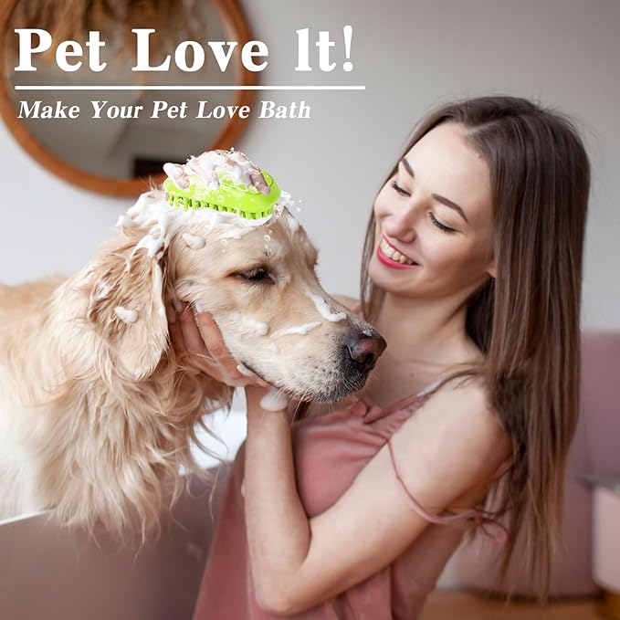 2PCS Dog Bath Brush with Adjustable Handle, Suitable for Pets Deshedding, Washing, Massaging & Grooming (Blue Green)