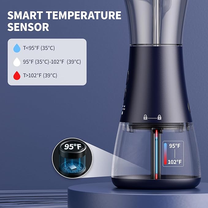 Upgraded Ear Wax Removal Kit, 4-Mode Electric Ear Cleaner - IPX7 Waterproof, Earwax Cleaning Kit with Water Temperature Sensor, 2in1 Waste Tank Design for Home Use (Blue)