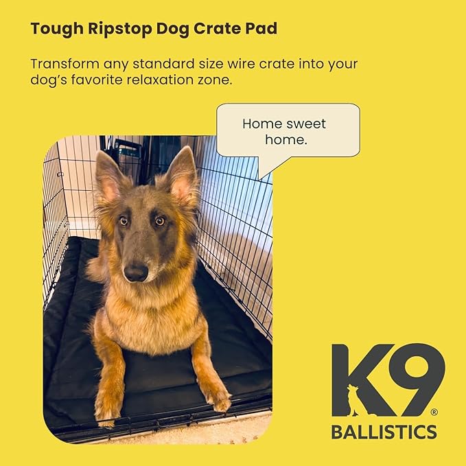 K9 Ballistics Tough Ripstop Dog Crate Pad - Durable, Machine Washable XXL Kennel & Travel Mat for XX Large Dogs, 53 x 36 Fits 54" Wire Crates, Sandstone