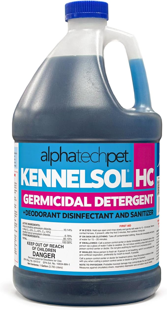 KennelSol HC 1-Step High Concentrated Kennel Cleaner - 1 Gallon Liquid Disinfectant, Effective Against Bacteria and Viruses, Deodorizer by Alpha Tech Pet