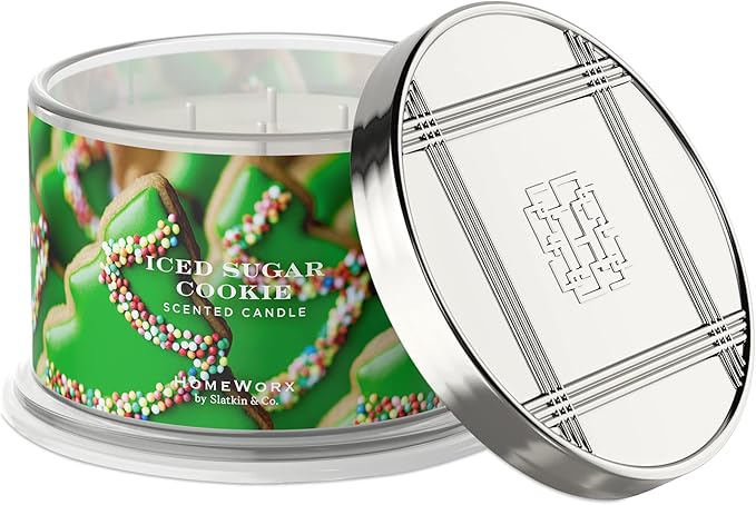 HomeWorx by SLATKIN + CO. Candle- Iced Sugar Cookie, 18 oz. Premium Scented Candle - 30-55 Hours Burn Time