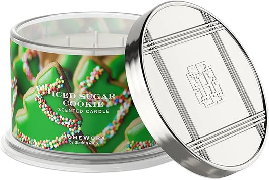 HomeWorx by SLATKIN + CO. Candle- Iced Sugar Cookie, 18 oz. Premium Scented Candle - 30-55 Hours Burn Time