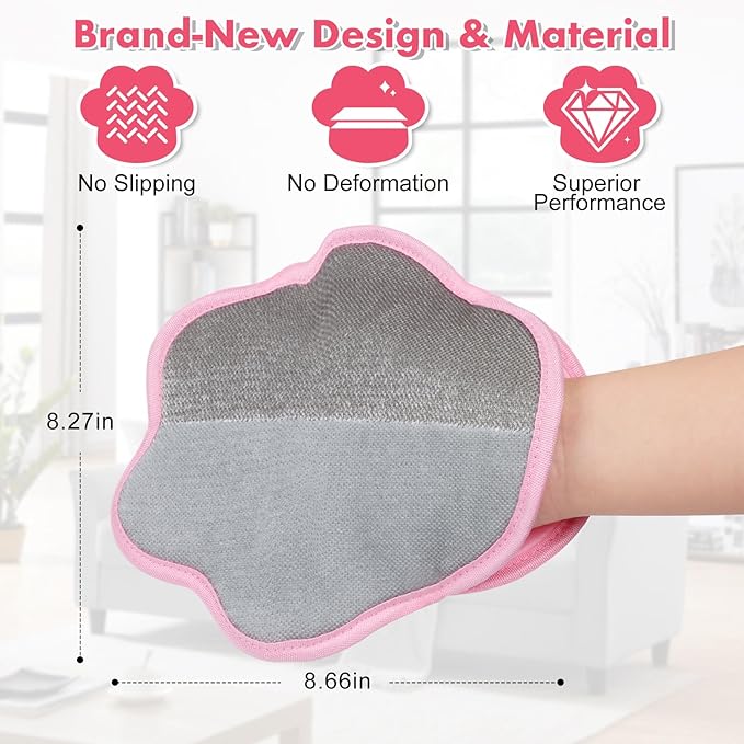 New-Craft Pet Hair Removal Glove | Anti-Static, Reusable | for Dogs & Cats | Works on Pet Beds, Carpets, Sofas, Car Seats, Hair-Prone Clothes (Pink)