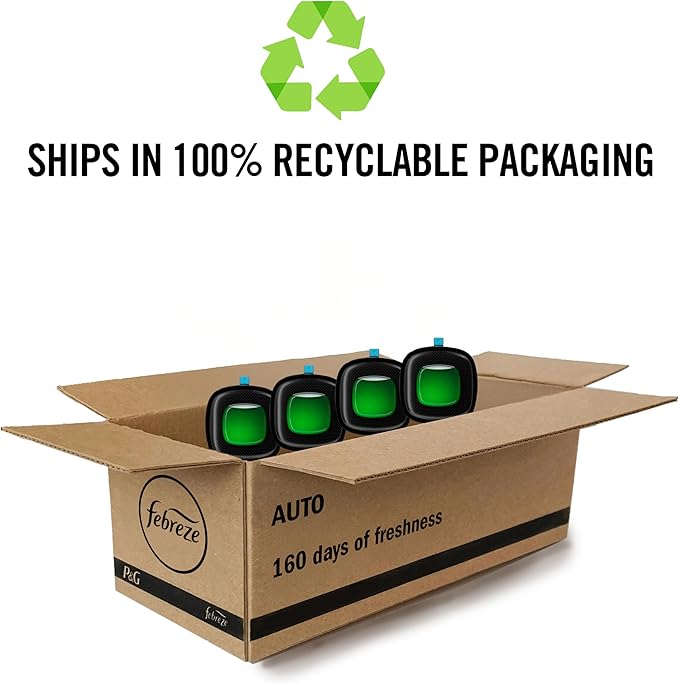 Febreze Car Air Freshener Vent Clip Old Spice Fiji Scent, .07 oz. Car Vent Clip, Pack of 4