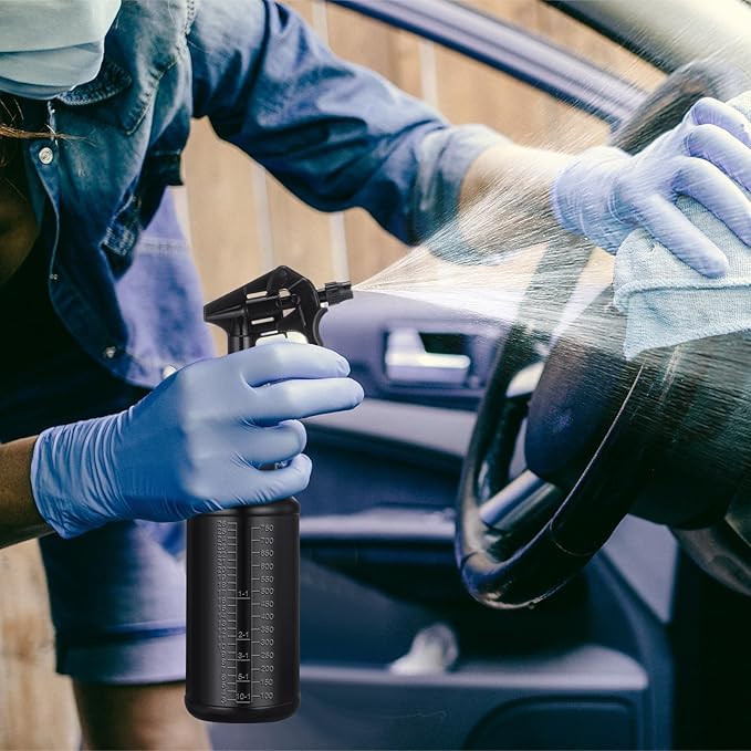 Honeydak 3 Pack Plastic Spray Bottles Black 34 oz Heavy Duty Opaque Spray Bottles UV Light Blocking Refillable Reusable Leak-proof Sprayers for Cleaning Solution Kitchen Garden Home Plant