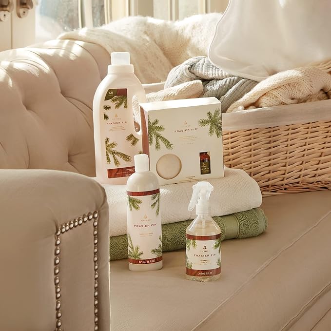 Thymes Wool Dryer Balls Set – Includes 3 Wool Laundry Balls + 1 Scented Laundry Fragrance Oil for Dryer – Eliminate Wrinkles, Static & Lint (Frasier Fir, 0.5 fl oz)