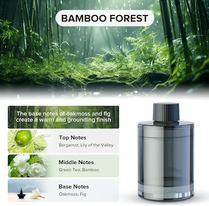 Ceeniu Car Air Freshener, CF3 Luxury Perfume Refill, 135ml Large Capacity for 6 months, Bamboo Forest, Natural French Fragrance with Plant Extracts, Diffuser Air Freshener, Premium Car Scent