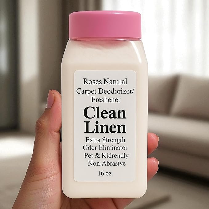 Carpet Deodorizer Powder – Clean Linen Scent, Extra Strength Odor Eliminator, Pet & Kid Friendly, Non-Toxic, 16 oz