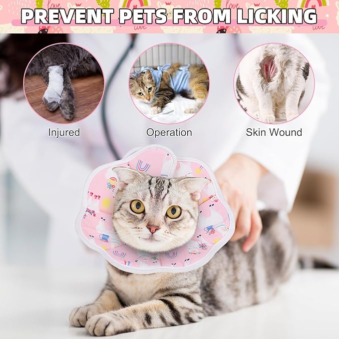 KOOLTAIL Cat Cone Collar, Adjustable Soft Comfortable Cat Recovery Collar to Stop Licking, Foldable Donut Water Resistant Pet Cone for Small Large Cats Kittens After Surgery Alpaca S