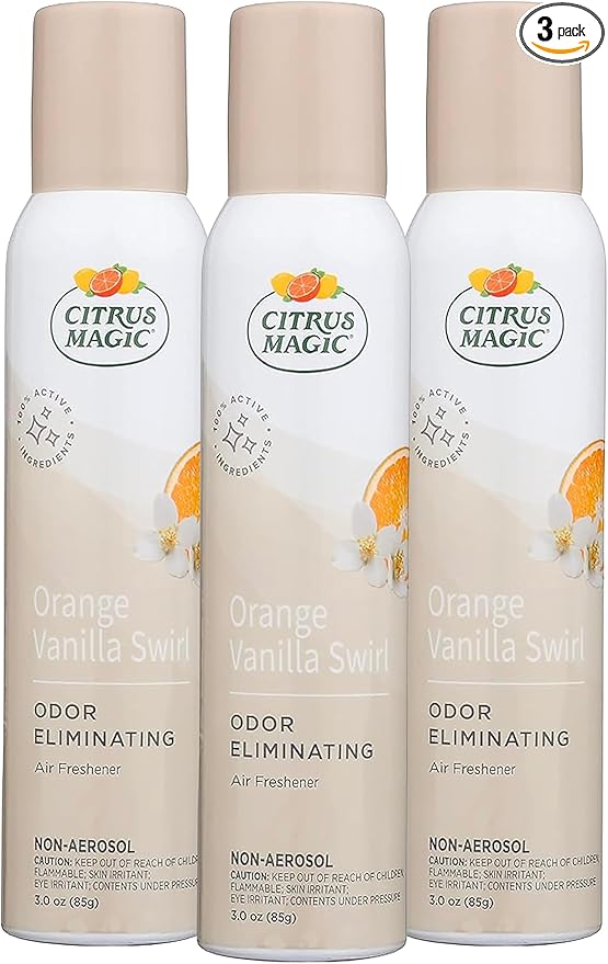 Citrus Magic Odor Eliminating Air Freshener Spray Orange-Vanilla Swirl, 3-Ounce, Pack of 3, 3.0 oz, 3 Count