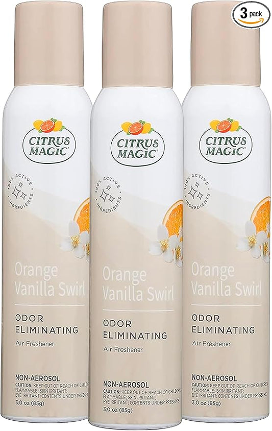 Citrus Magic Odor Eliminating Air Freshener Spray Orange-Vanilla Swirl, 3-Ounce, Pack of 3, 3.0 oz, 3 Count