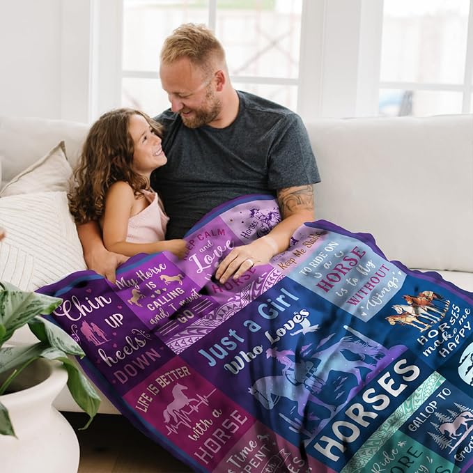 Horse Gifts for Girls Women Blanket 50"x60", Cowgirl Equestrian Gifts Stuff Equipment for Horse Lovers for Birthday/Christmas Throw Blanket