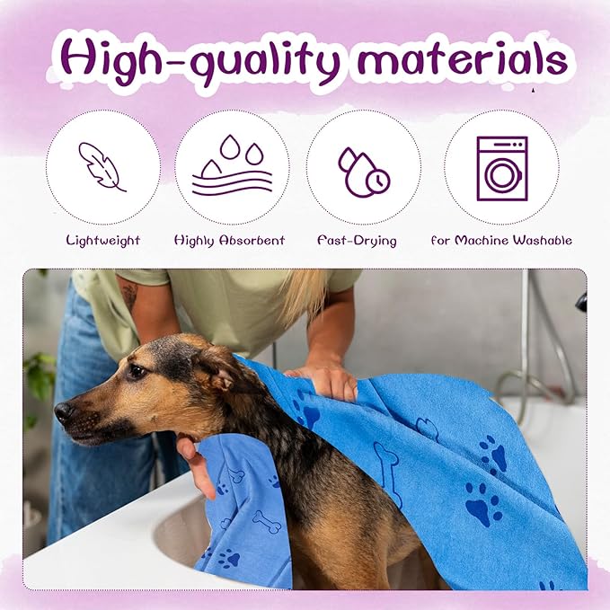 30 Pcs Dog Towels for Drying Dogs Bulk 20 x 40 Inch Quick Drying Pet Bath Towels Colorful Pet Grooming Towel Absorbent Microfiber Towel for Small Medium Large Dog Puppy Cat