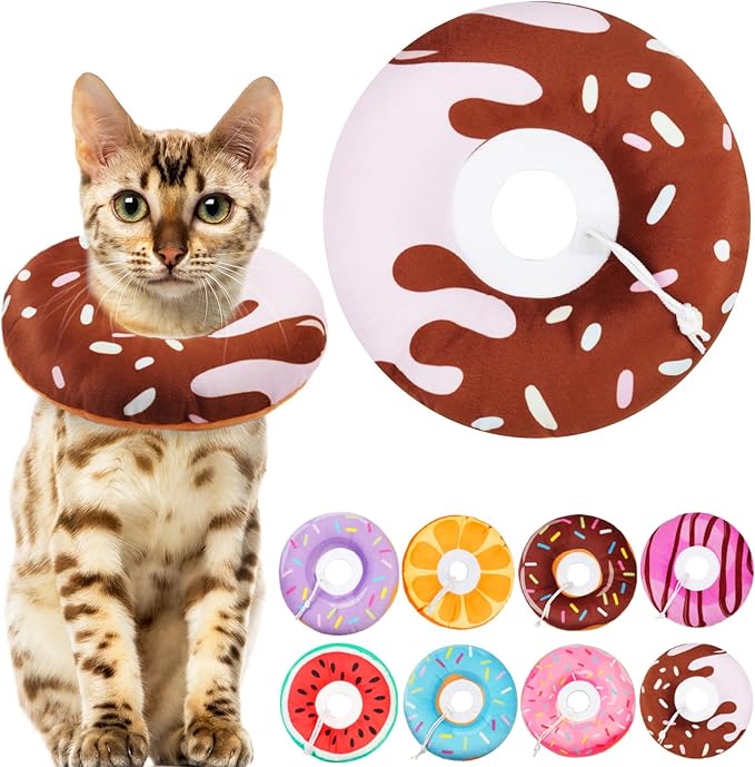 Cat Cone Collar Soft, Cat Recovery Collars for Wound Healing Cute Adjustable Kittens Cones to Stop Licking Comfortable Lightweight Neck Elizabethan Collars for Kittens