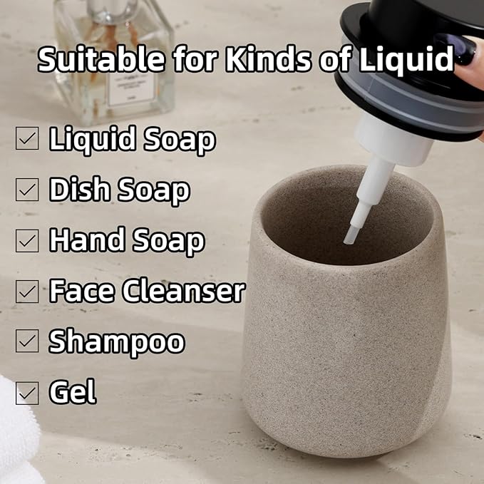 Foaming Soap Dispenser Pump 12OZ, Refillable Foam Hand Dish Soap Dispenser Bottle Jar for Bathroom Kitchen Sink Countertop Home Decor - Beige