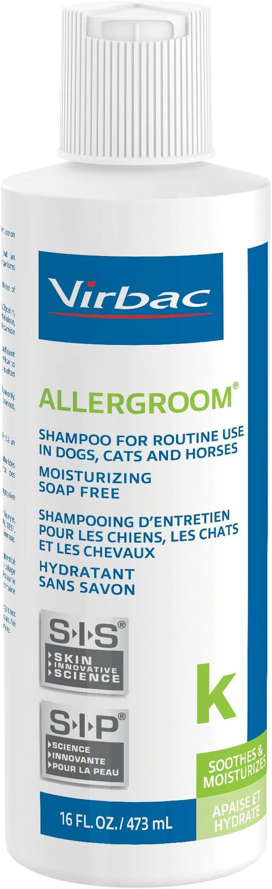 Virbac Allergroom Pet Shampoo For Dogs, Cats & Horses (16 oz) - For Normal or Dry Skin