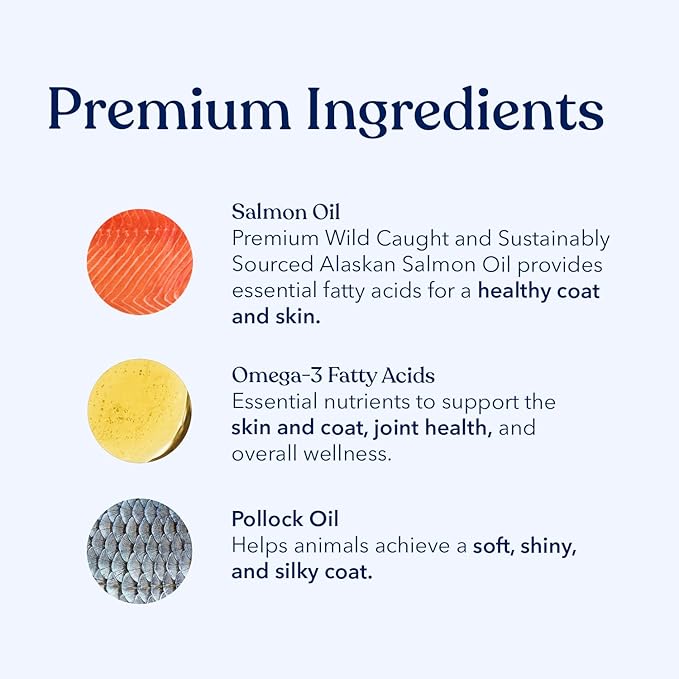 Honest Paws Wild Alaskan Salmon Oil for Dogs & Cats – Omega 3 Fish Oil Supplement for Skin, Coat, Joint & Heart Health – Natural, Sustainably Sourced, 8 oz