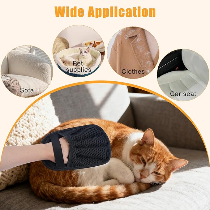 Pet Hair Removal Glove, Newly Upgraded Electrostatic Pet Hair Remover Glove with Comb & Pet Hair Keychain, Magic Glove for Pet Hair for Clothing, Couch, Carpet, Car Seat (2 Pack)