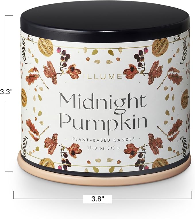 ILLUME Noble Holiday Collection Midnight Pumpkin Vanity Tin Candle, 11.8 oz