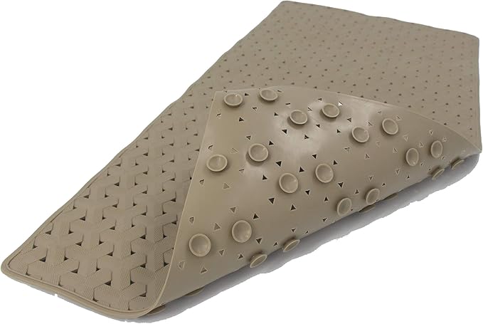 SafeLand- Non-Slip Bath, Shower, Tub Mat, TPR Material, Eco-Friendly, Non-PVC, Machine Washable, No Odor, with Powerful Suction Cups and Drain Holes, Tweed (15"x30" Tan)