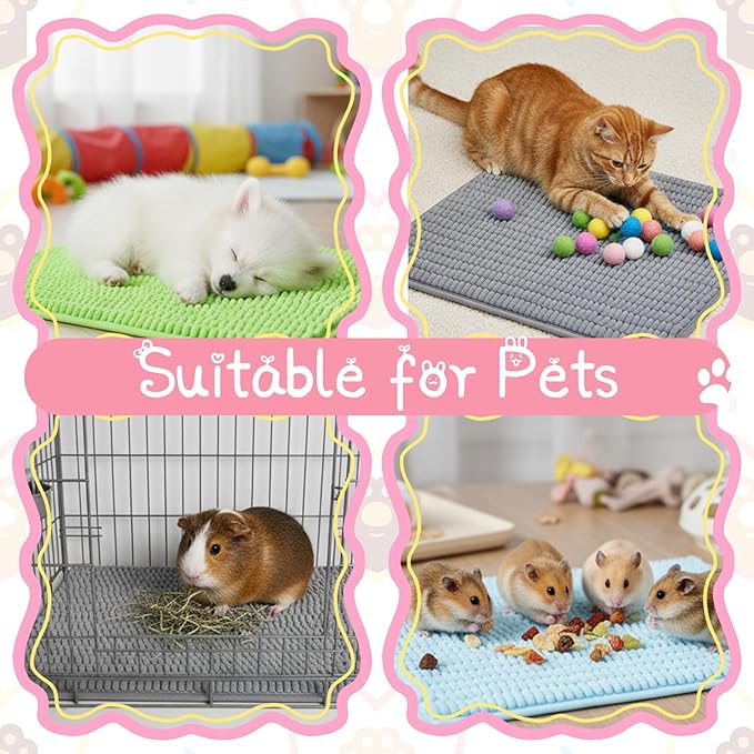 SHENLIU 8Pcs Guinea Pig Cage Liner 16x12 Inch Rabbit Cage Liner Bedding Reusable Guinea Pig Mat Pad Washable Training Pad Animal Sleeping Bedding Mat for Small Animals, Bunny (Gray, Green, Pink, Blue)