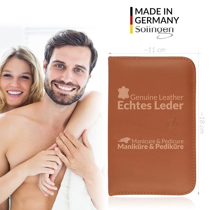 Manicure Set Women and Men – 12-Piece Professional Grooming Kit with Premium Tools, Genuine Leather Case, and exclusive Glass Nail File for Hand & Foot Care, German Quality