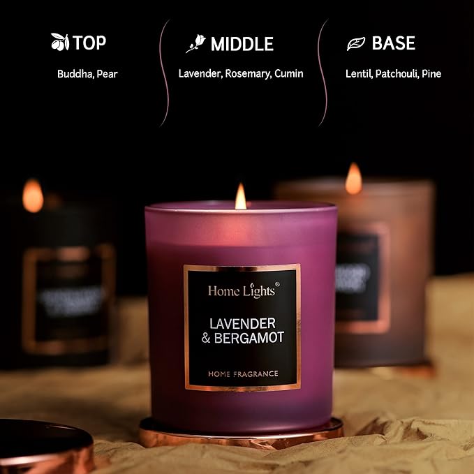 Scented Soy Candles, 35 Hours Burn Time, Natural Soy Wax, Home Fragrance Decor Gift for Women & Men, Lavender & Bergamot
