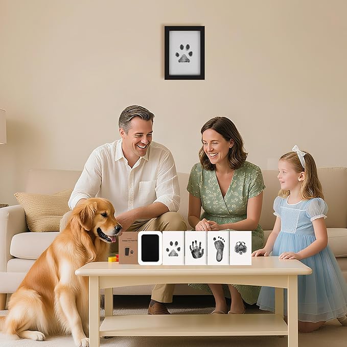 Inkless Paw Print Kit for Dogs,Cats & Babies - Clean Touch Dog Nose & Baby Handprint Kit,Mess Free Dog Paw Print Kit,1-Pcs Ink Pad & 1 Wooden Frame - Keepsake Gifts for Pet Lovers,New Moms