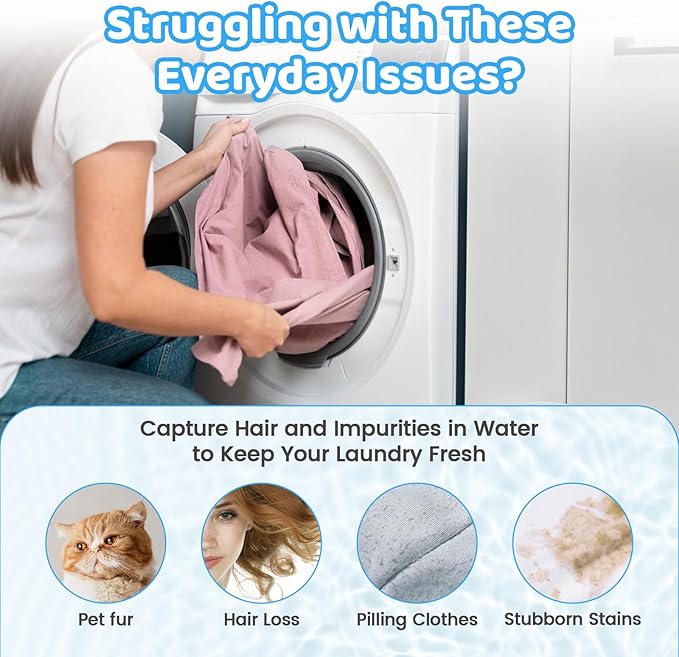 5 Pcs Pet Hair Remover for Laundry, Reusable Pet Hair Lint Catcher for Washing Machine, Washing Machine Hair Catcher Lint Remover for Clothes Dryer, Cat Pet Dog Hair Remover for Laundry