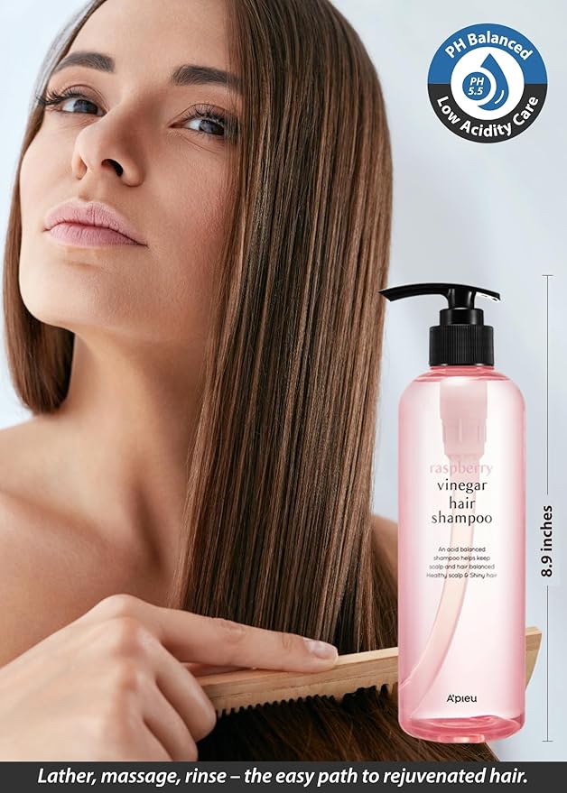 A’PIEU Raspberry Vinegar Hair Shampoo - Dandruff & Clarifying Shampoo with Scalp Treatment. Balances pH, Removes Buildup, Soothes Scalp. Korean Hair Care. 16.9 fl.oz