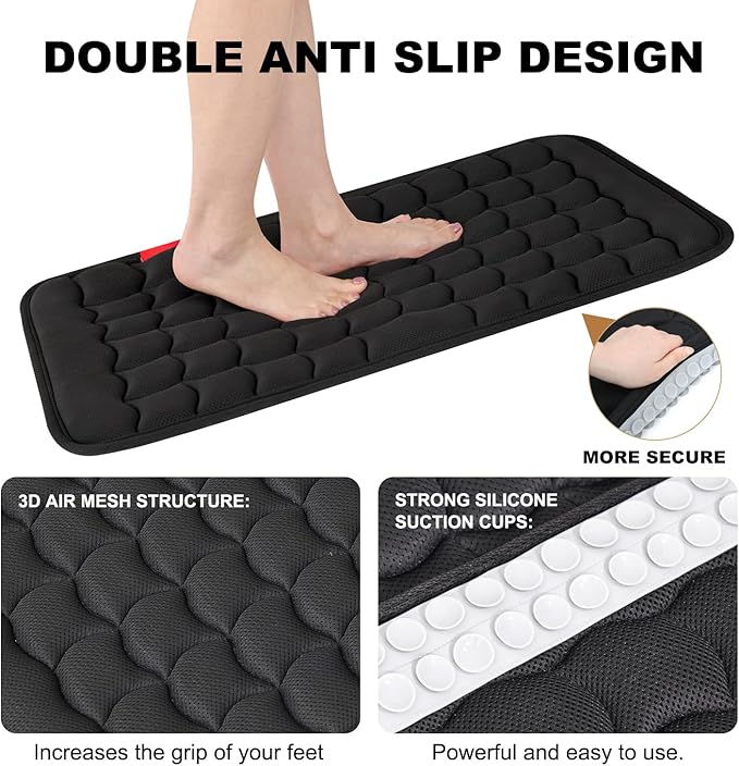 Idle Hippo 3D Air Mesh Non Slip Bathtub Mat, Anti Slip Shower Mat with Silicone Suction Cups, Quick Drying Bath Tub Mats, Anti Slip Bath Mat for Bathroom, Tub, Floor, Home, Kitchen, Hotel