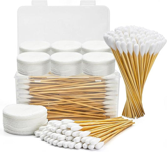 450PCS Dog Ear Cleaning Kit in Storage Box - 6" Long Cotton Swabs for Dogs with Dry Cleaning Pads - Large Cotton Head, Lint-Free, Highly Absorbent, Specially Designed for Use with Dog Ear Cleaner