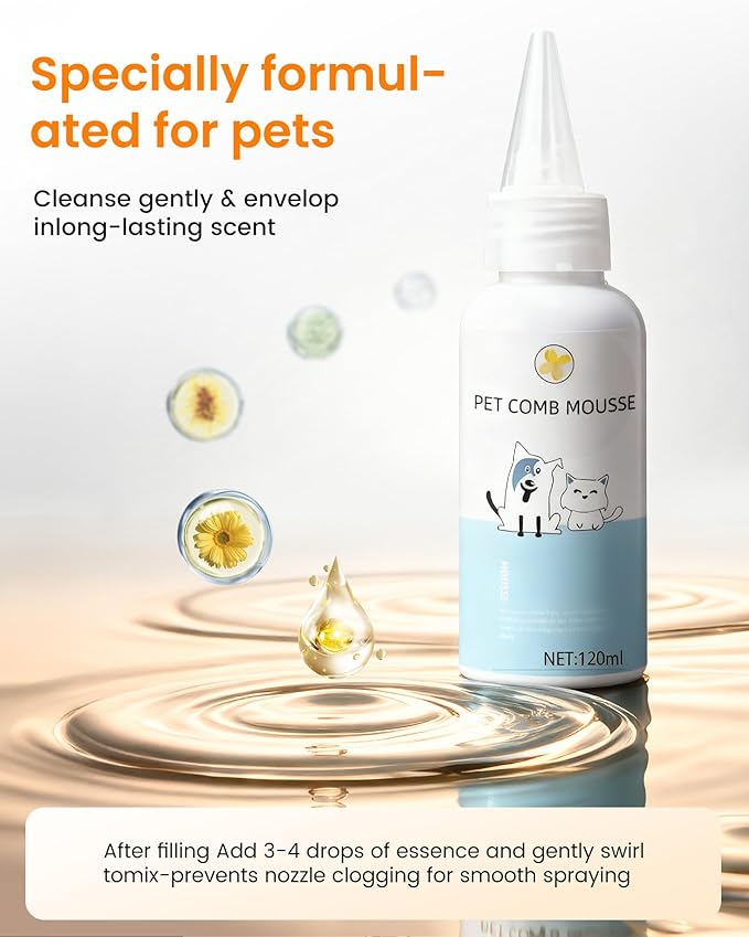 Cat Steam Brush with Waterless Shampoo, Self Cleaning Cat Brush for Shedding, 3 in 1 Pet Spray Hair Removal Comb, Pet Steam Brushes for Long and Short Haired Dog, Cool Mist Only